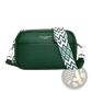 Genuine Leather Crossbody Bag with Geometric Pattern Strap