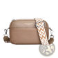 Genuine Leather Crossbody Bag with Geometric Pattern Strap