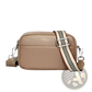 Genuine Leather Crossbody Bag with Geometric Pattern Strap