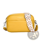 Genuine Leather Crossbody Bag with Geometric Pattern Strap