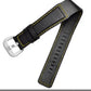 Men's Waterproof Perforated Leather Watch Strap with Green Stitching