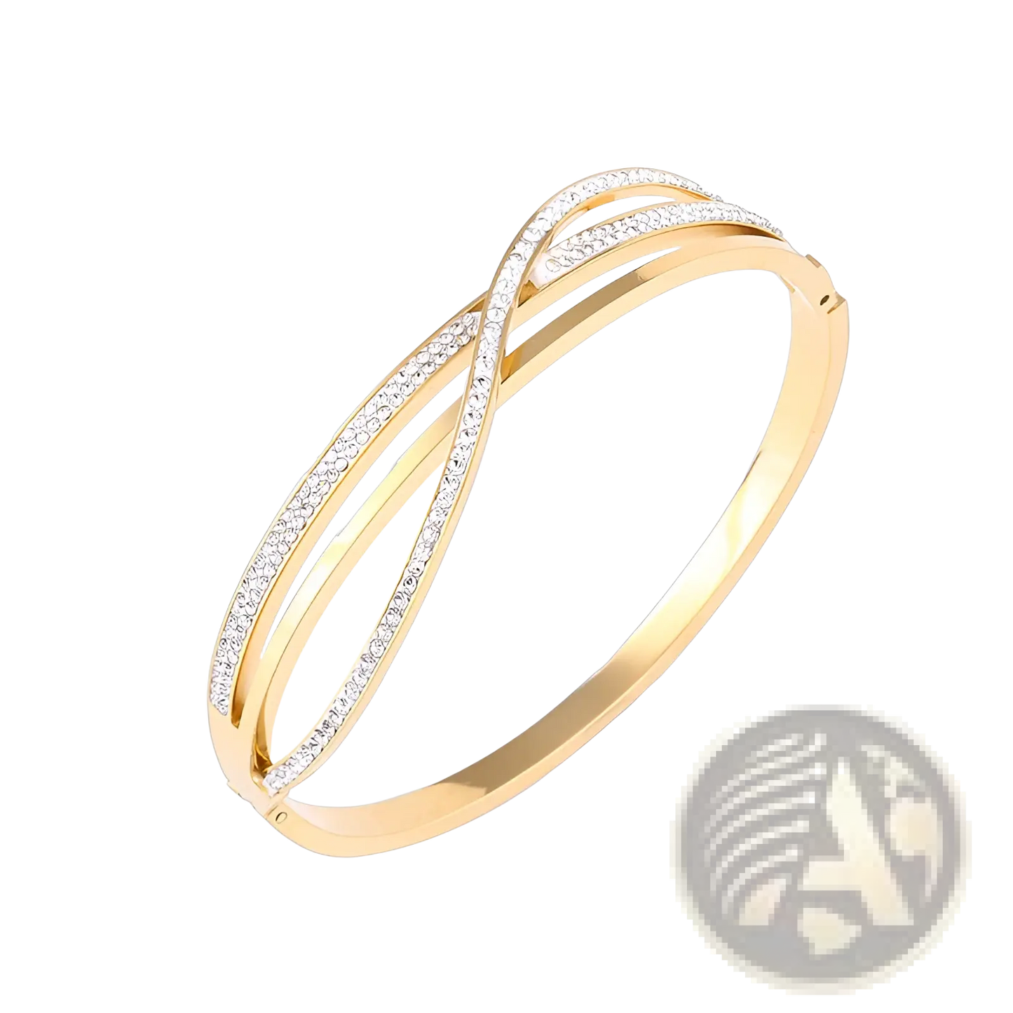 Geometric Crystal Inlaid Titanium Steel Rose Gold Bangle