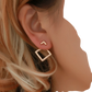 Geometric Gold Arrow and Hollow Square Stud Earrings