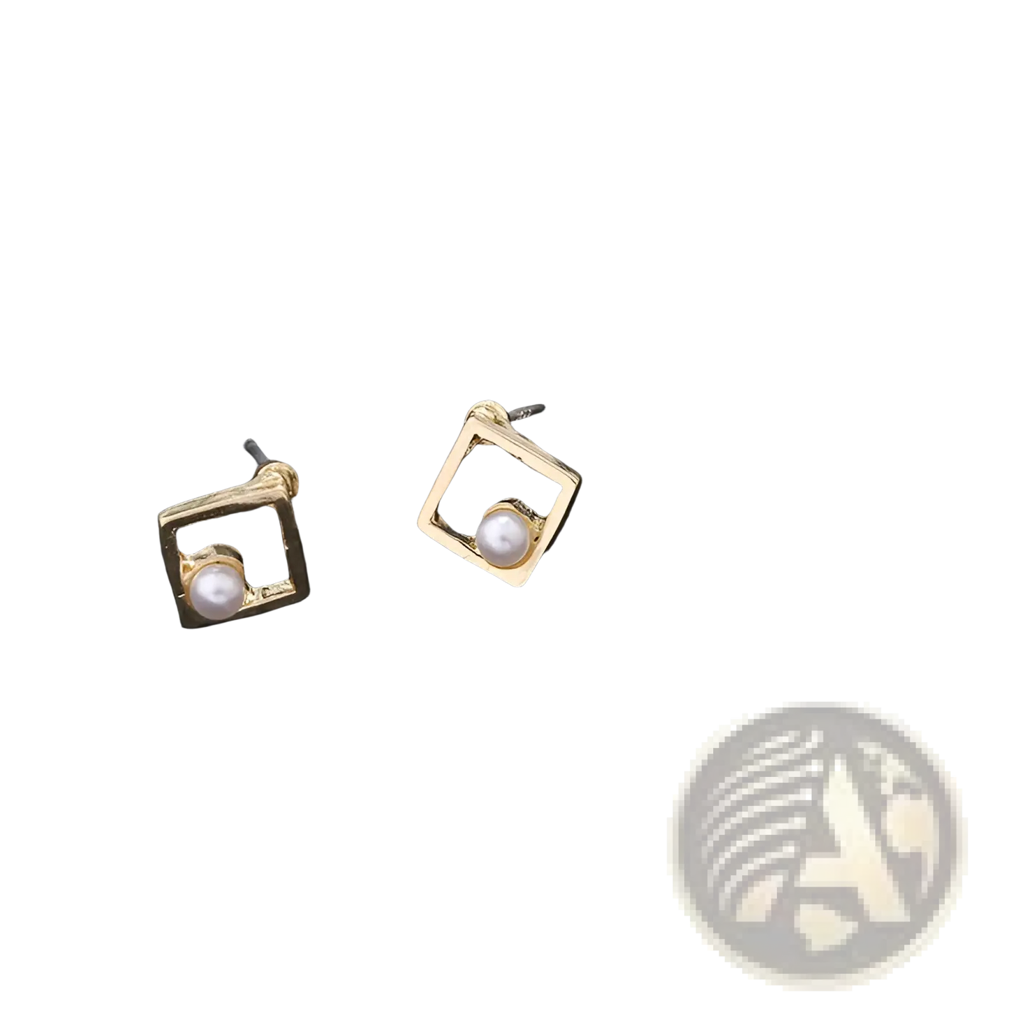 Geometric Gold Arrow and Hollow Square Stud Earrings