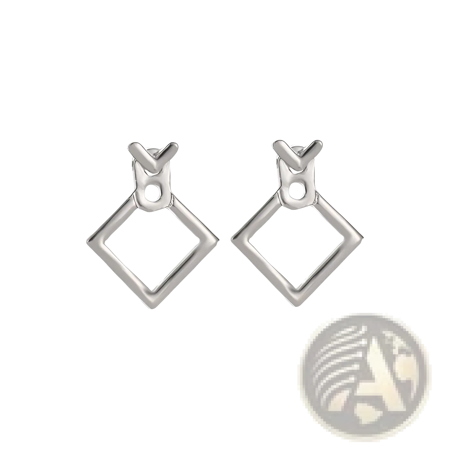Geometric Gold Arrow and Hollow Square Stud Earrings