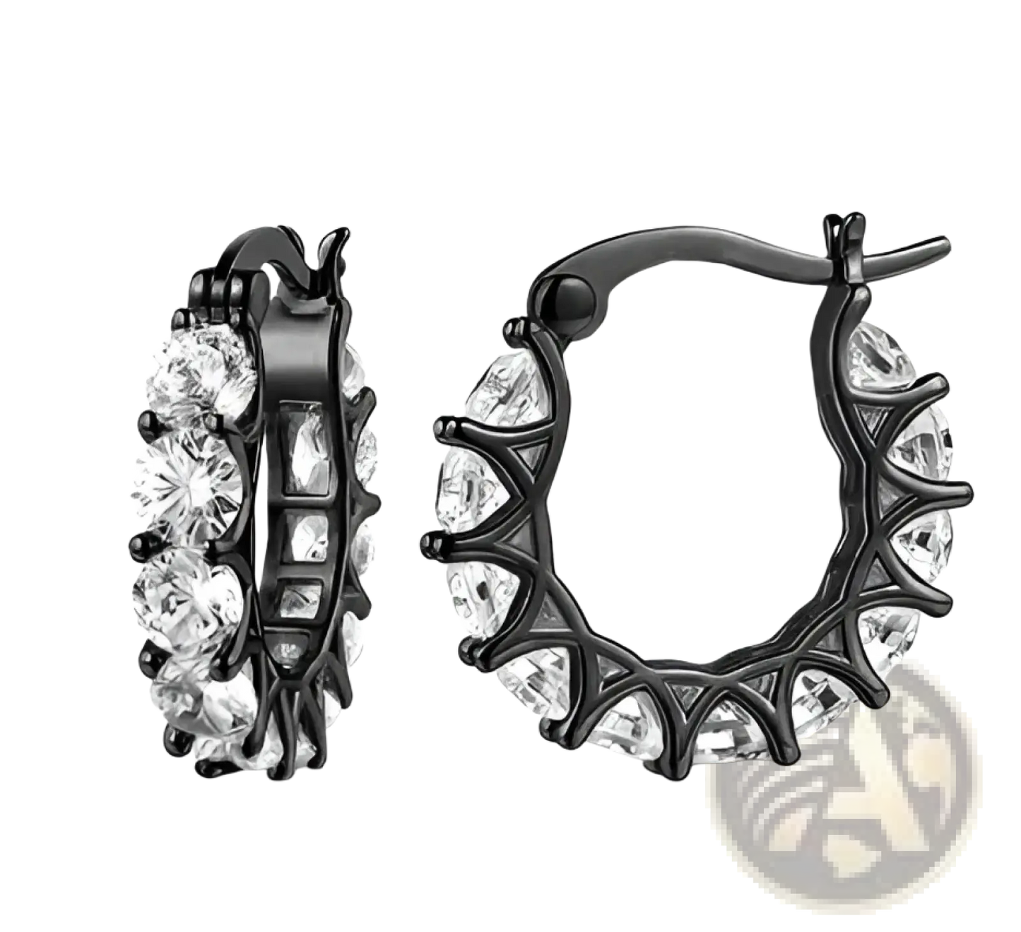 Geometric U-shaped Zircon Lattice Hoop Earrings