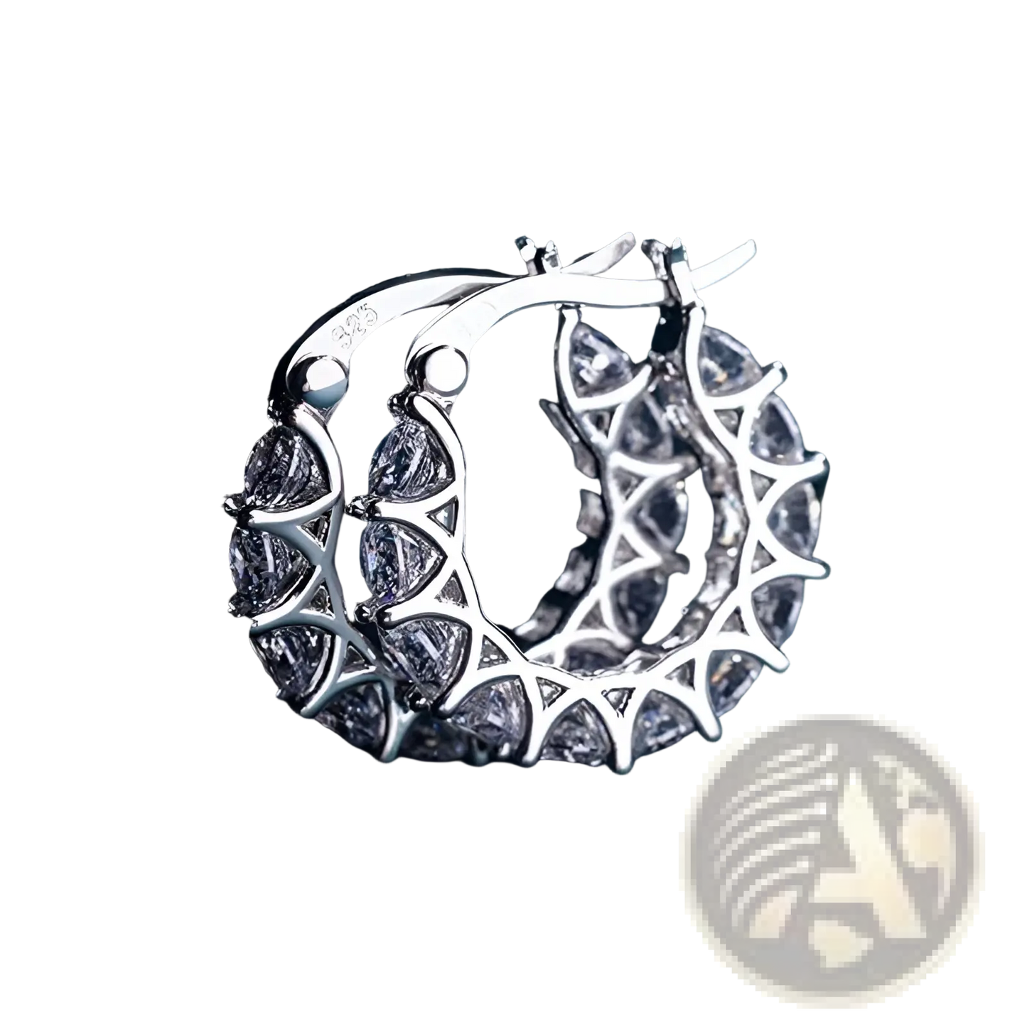 Geometric U-shaped Zircon Lattice Hoop Earrings