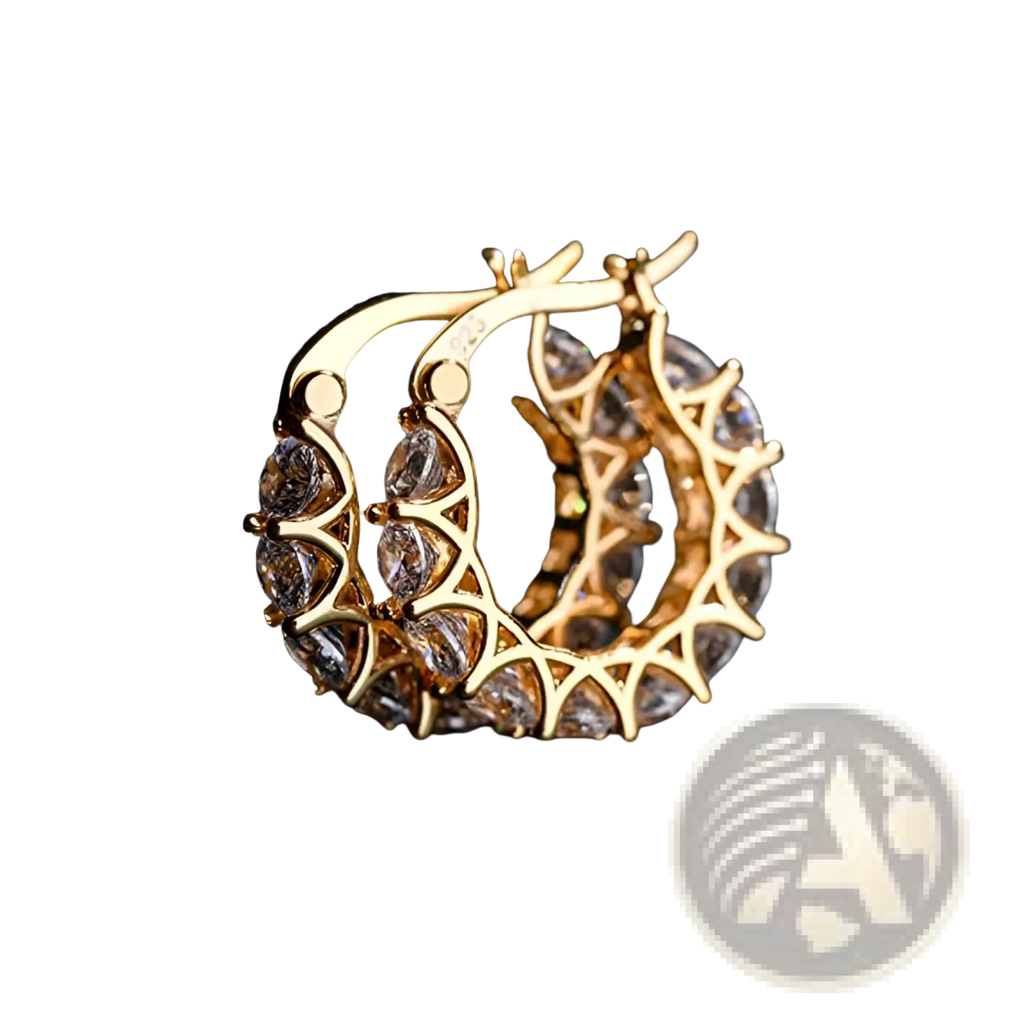 Geometric U-shaped Zircon Lattice Hoop Earrings