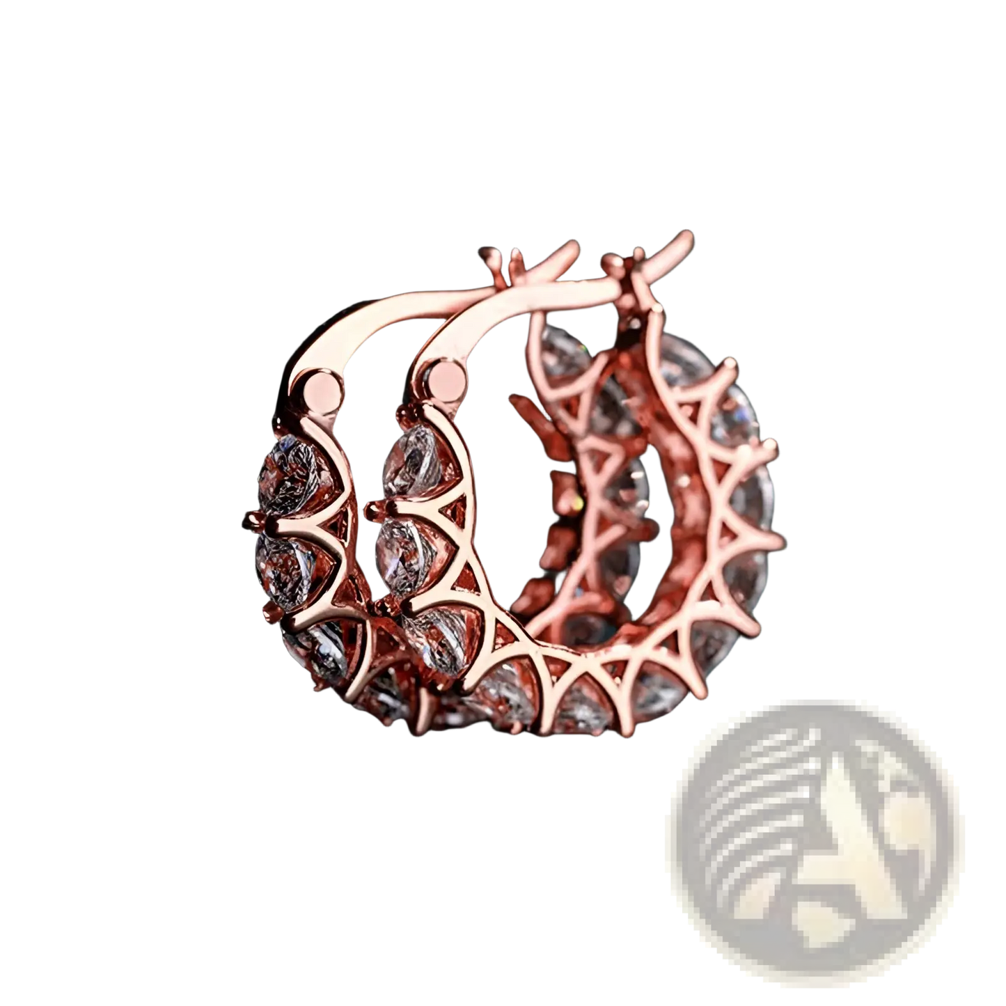 Geometric U-shaped Zircon Lattice Hoop Earrings