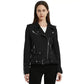 Embroidered Floral Faux Leather Biker Jacket