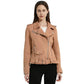 Embroidered Floral Faux Leather Biker Jacket