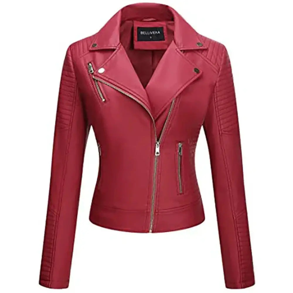 Embroidered Floral Faux Leather Biker Jacket