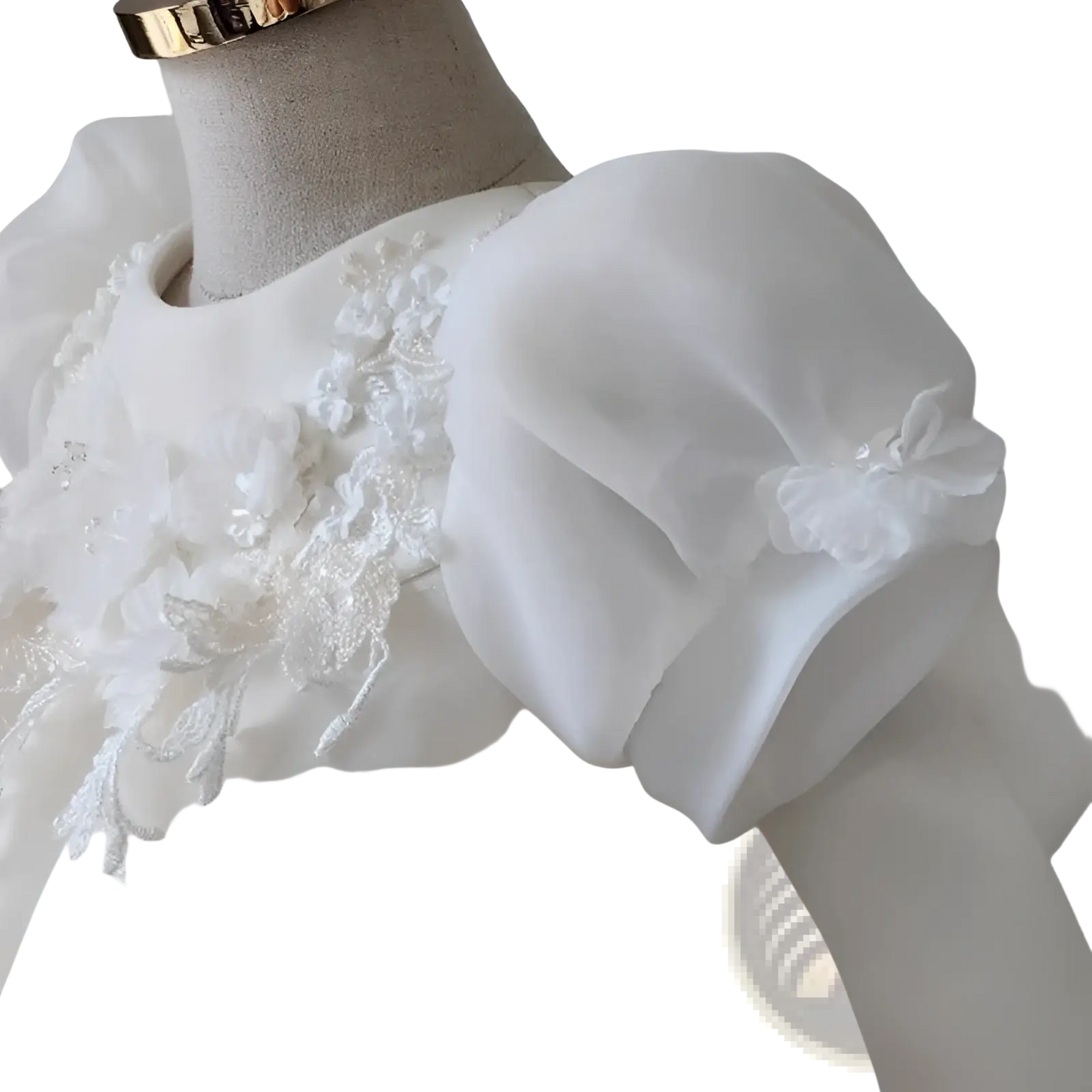 Girls White Lace Floral Princess Wedding Dress