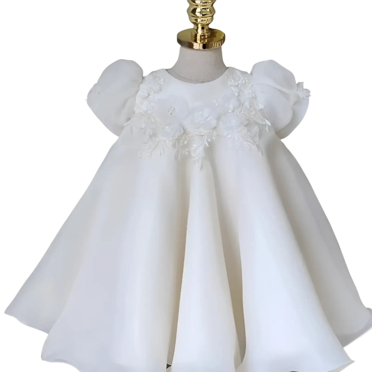 Girls White Lace Floral Princess Wedding Dress
