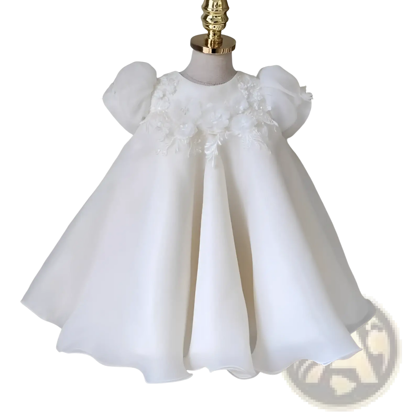 Girls White Lace Floral Princess Wedding Dress