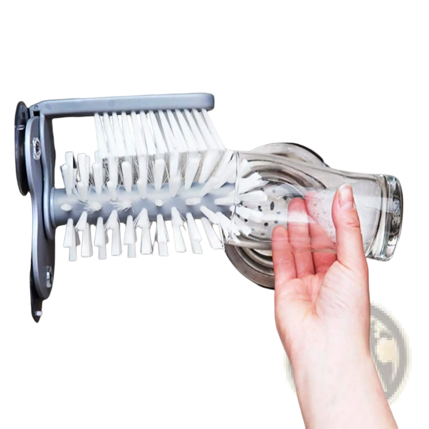 Glass Cleaning Brush with Suction Cup Sink Scrubber