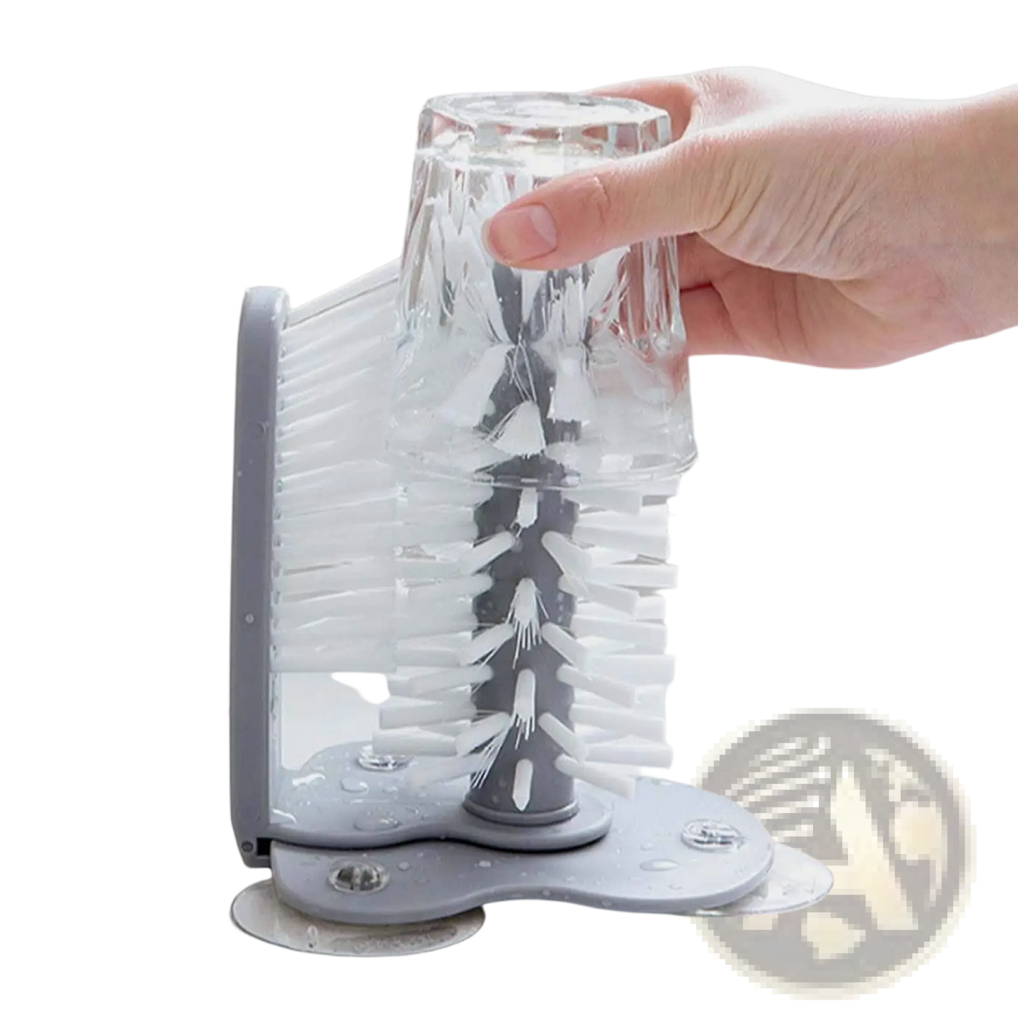 Glass Cleaning Brush with Suction Cup Sink Scrubber