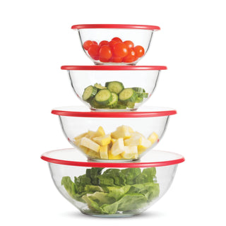 Glass Mixing Bowls with Lids - 8 Piece Set