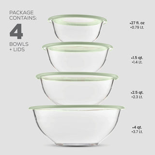 Glass Mixing Bowls with Lids - 8 Piece Set