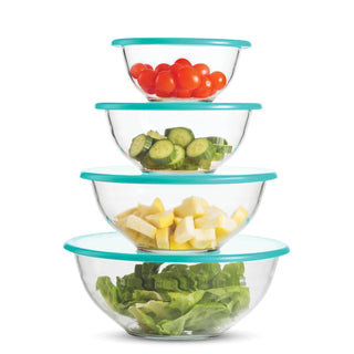 Glass Mixing Bowls with Lids - 8 Piece Set