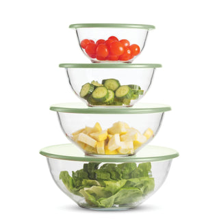 Glass Mixing Bowls with Lids - 8 Piece Set