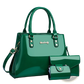 Glossy Patent Leather 3-piece Handbag and Wallet Set