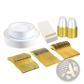 Gold Dinnerware Set 175pcs Disposable Service for 25