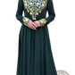 Gold Embroidered Beige Cotton Abaya Dress