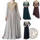 Gold Embroidered Beige Cotton Abaya Dress