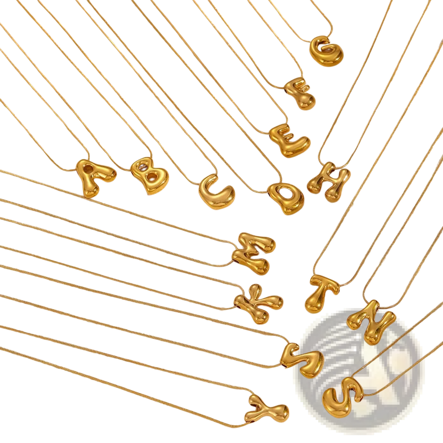 Gold Letter a Layered Snake Chain Necklace