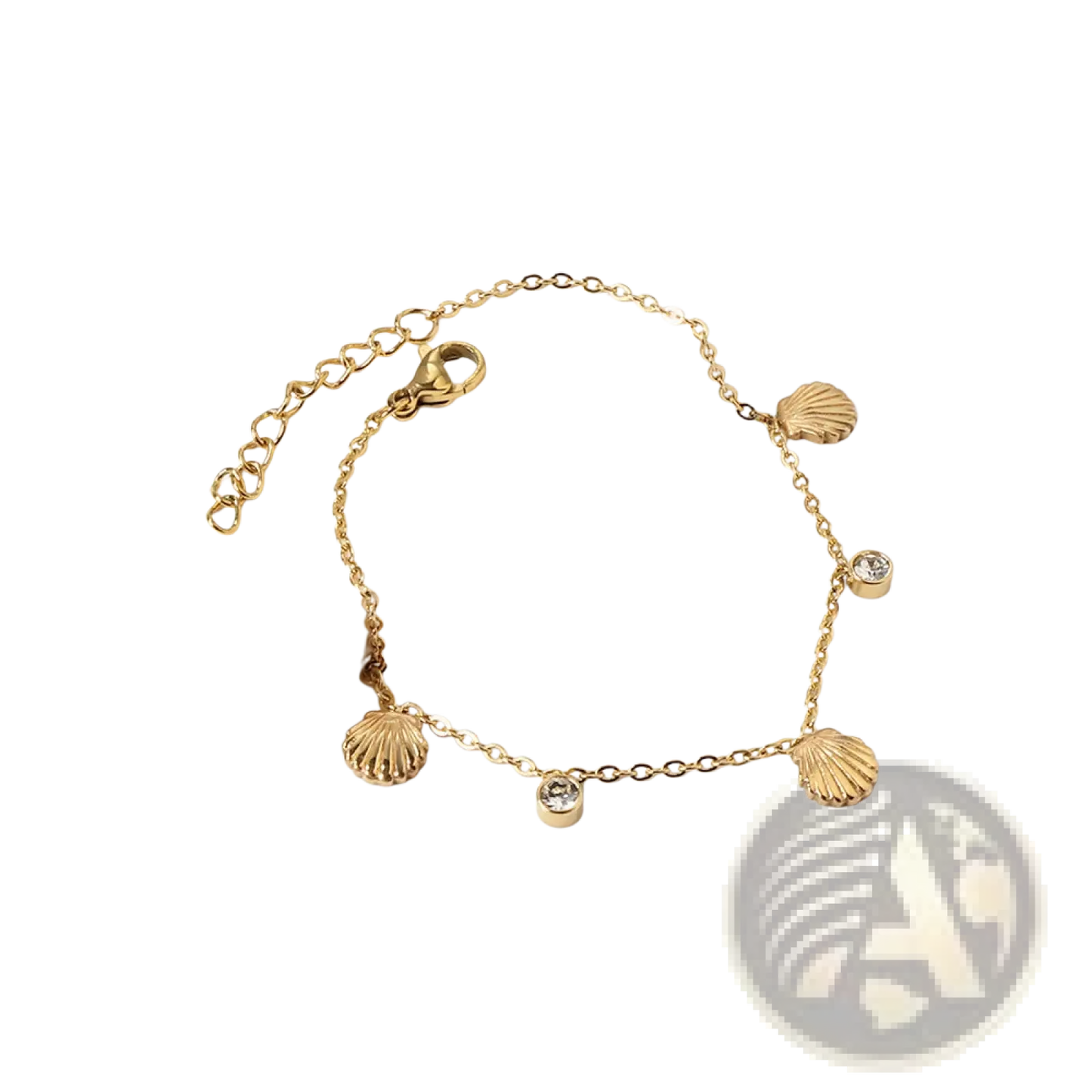 Gold Plated Charm Bracelet with Crystal Accents
