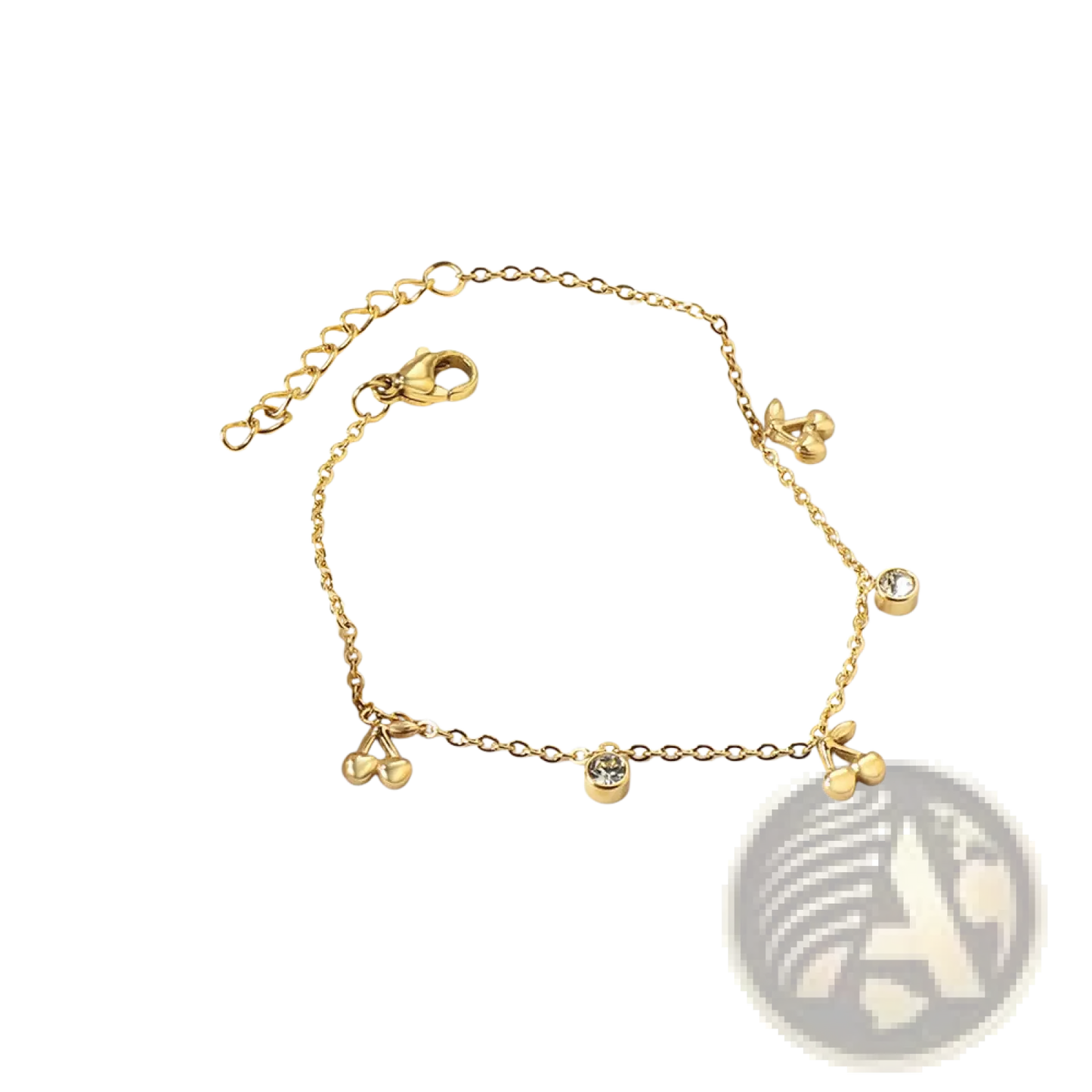 Gold Plated Charm Bracelet with Crystal Accents