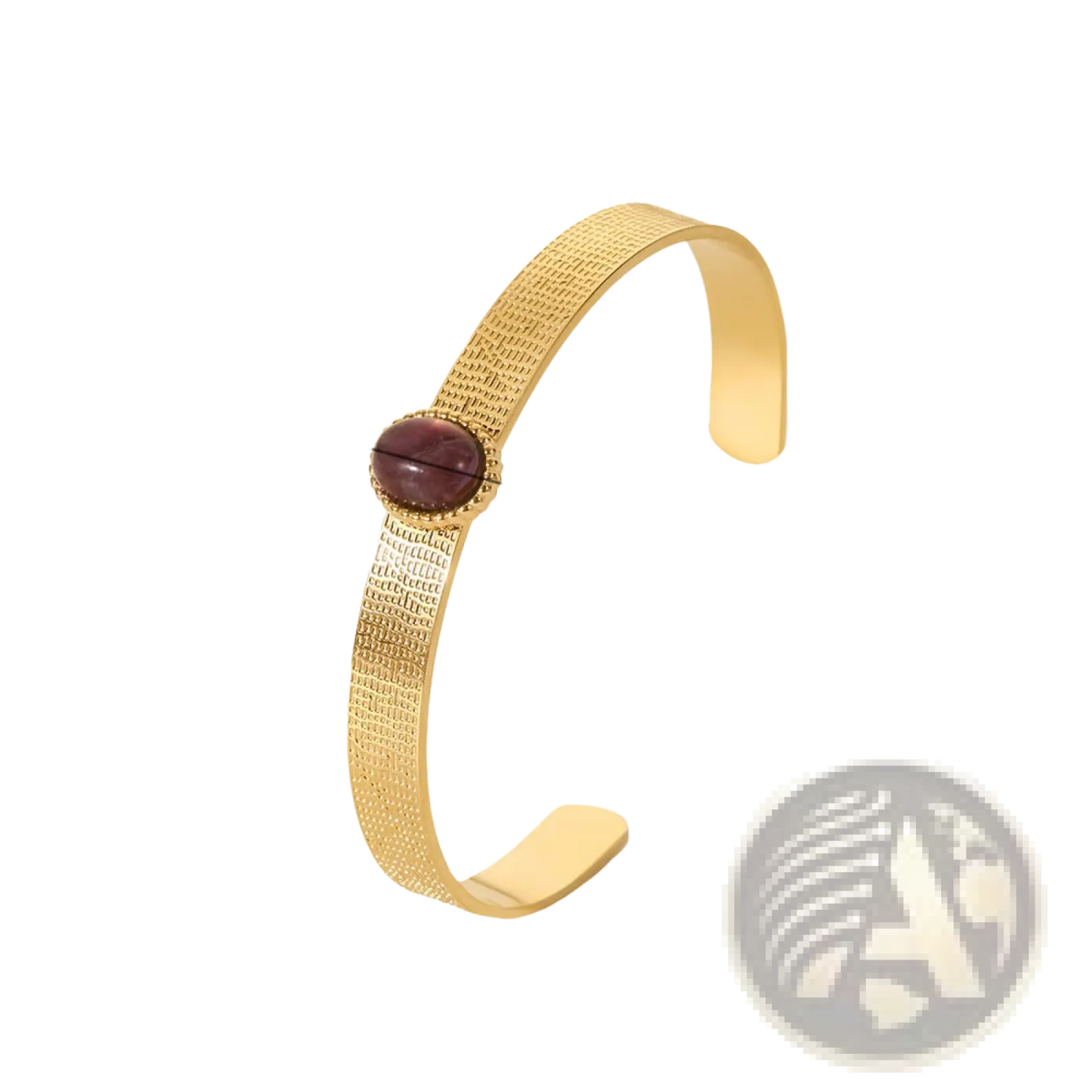 Gold Plated Stainless Steel Zirconia Gemstone Bangle Bracelet