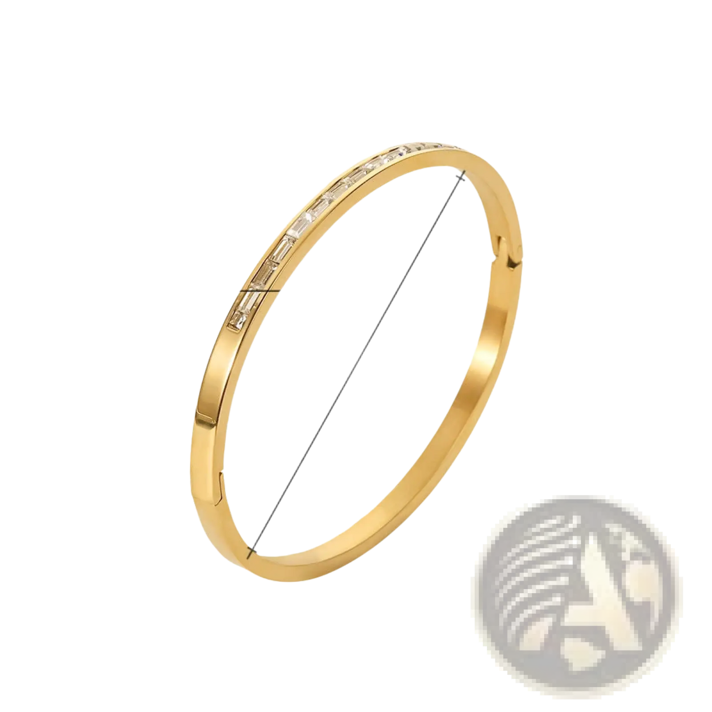 Gold Plated Stainless Steel Zirconia Gemstone Bangle Bracelet