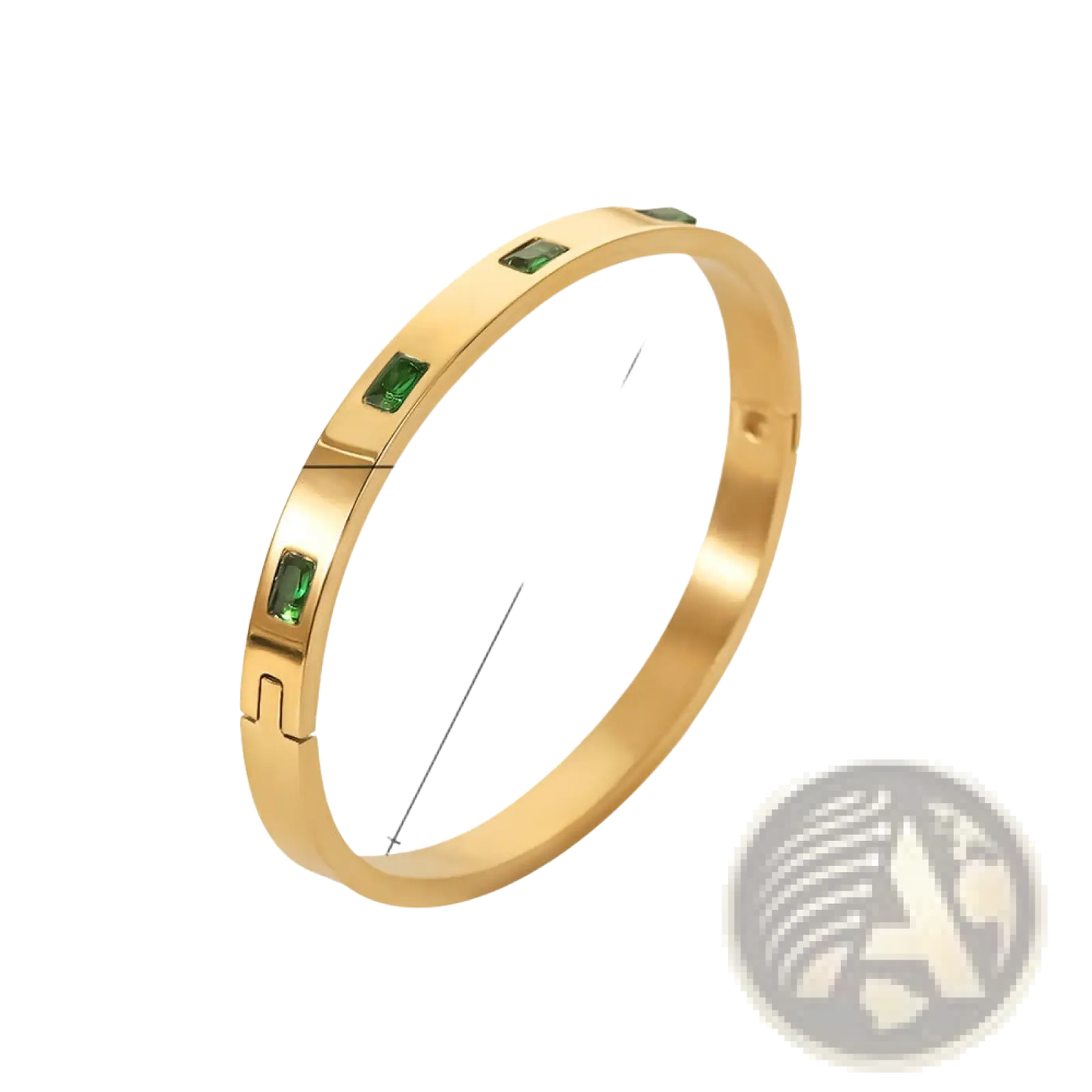 Gold Plated Stainless Steel Zirconia Gemstone Bangle Bracelet