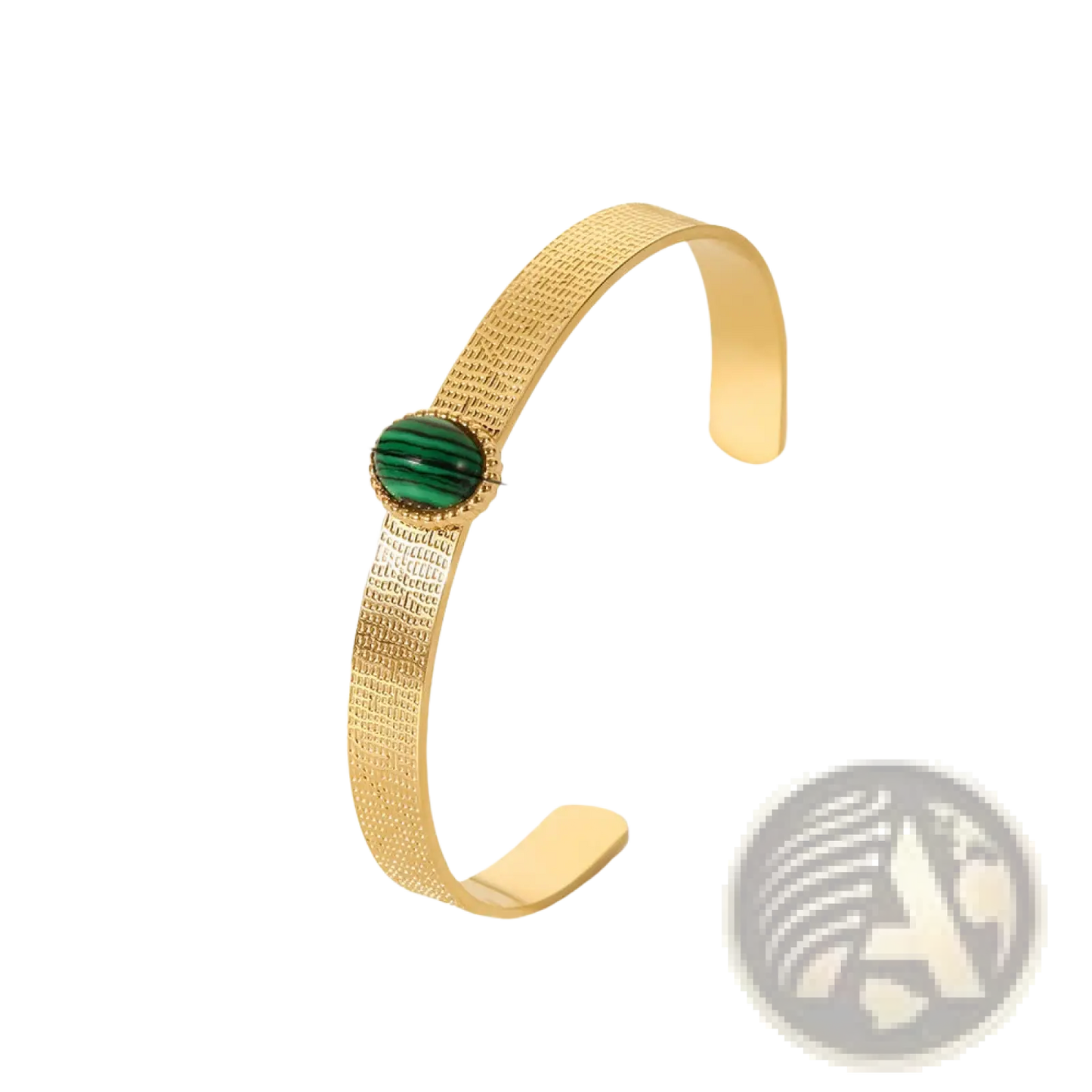 Gold Plated Stainless Steel Zirconia Gemstone Bangle Bracelet