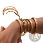 Gold Plated Stainless Steel Zirconia Gemstone Bangle Bracelet