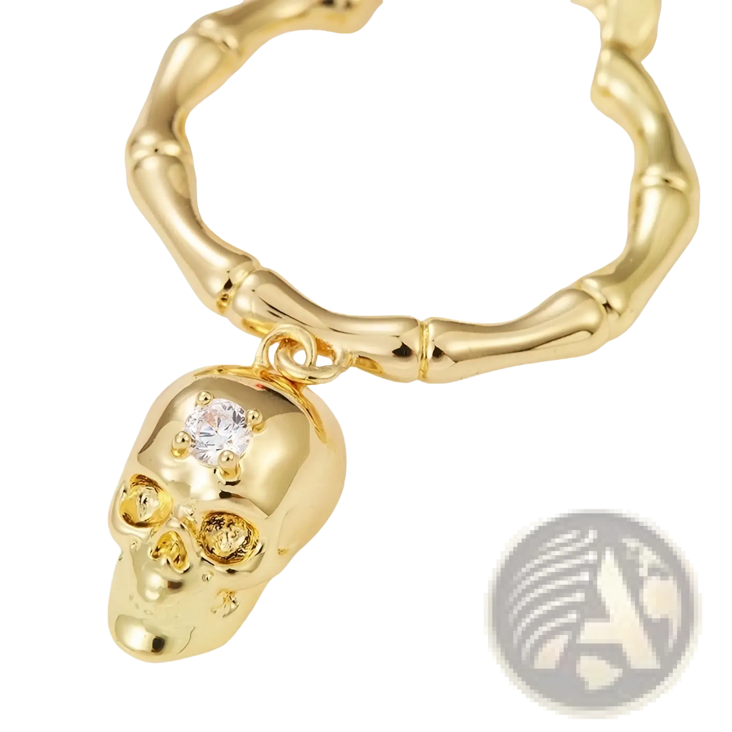 Gold Skull Tassel Earrings with Zircon Accents
