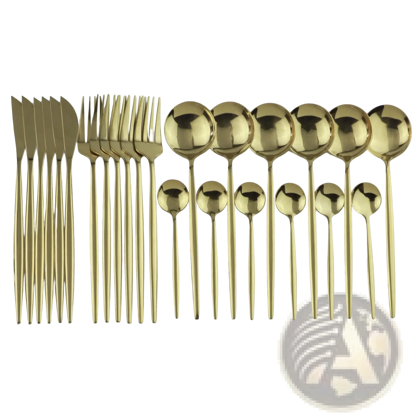 Gold Stainless Steel Cutlery 24pc Pink Two-tone Set