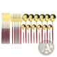 Gold Stainless Steel Cutlery 24pc Pink Two-tone Set