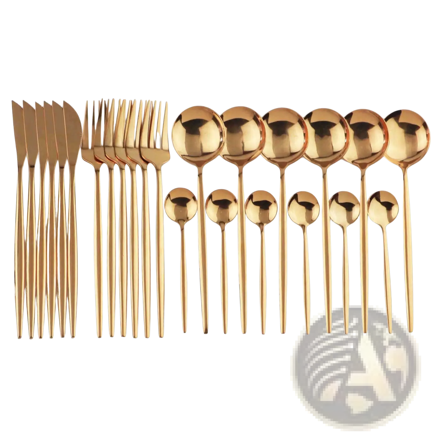 Gold Stainless Steel Cutlery 24pc Pink Two-tone Set