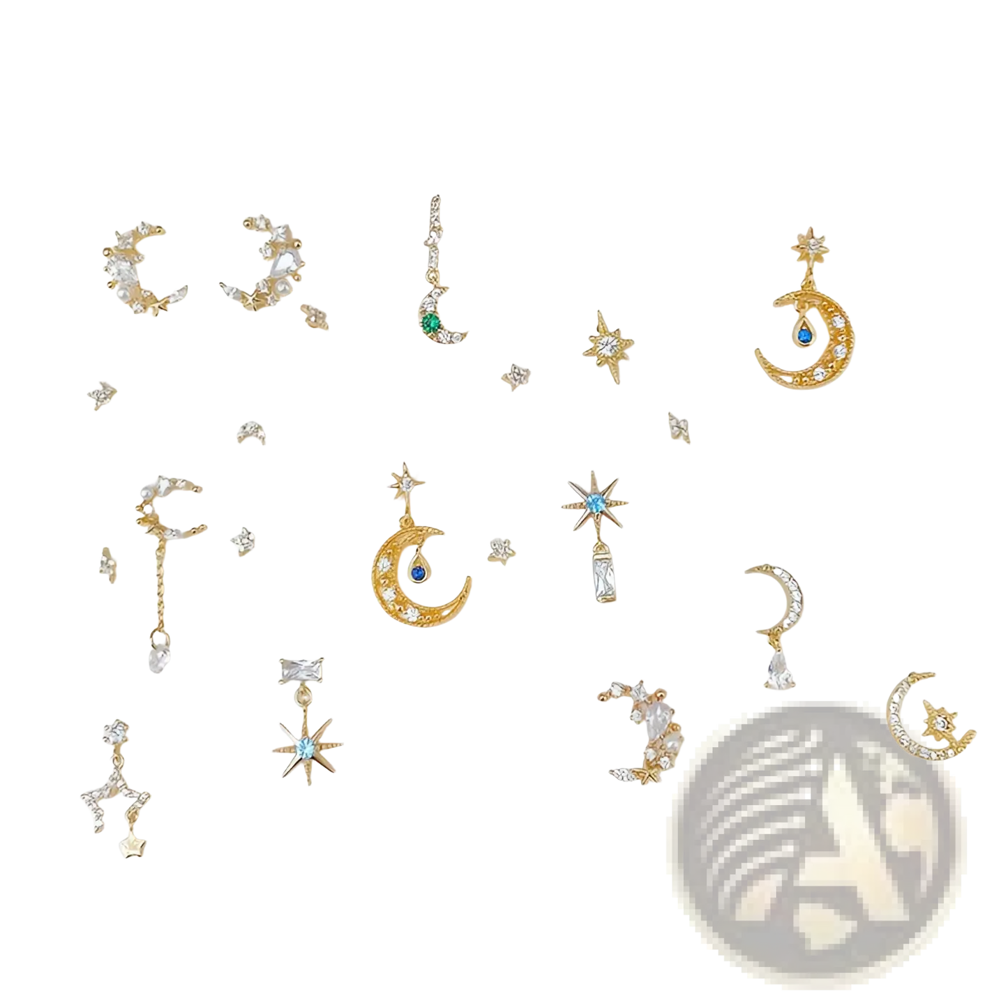 Gold Star and Moon Butterfly Earring and Cuff Set