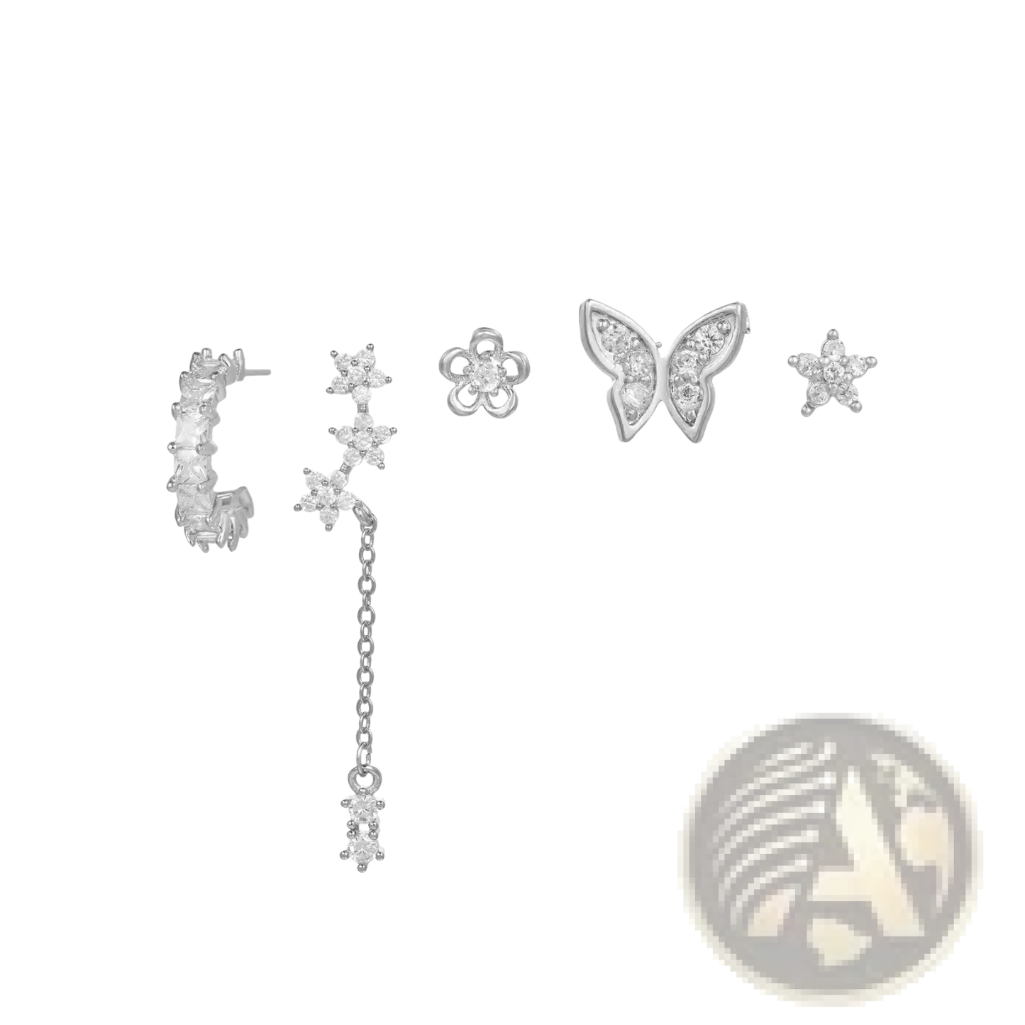 Gold Star and Moon Butterfly Earring and Cuff Set