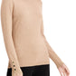 JM Collection Women's Metallic Round Neck Stud Cuff Sweater Tan Size Extra Large