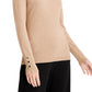 JM Collection Women's Metallic Round Neck Stud Cuff Sweater Tan Size Extra Large