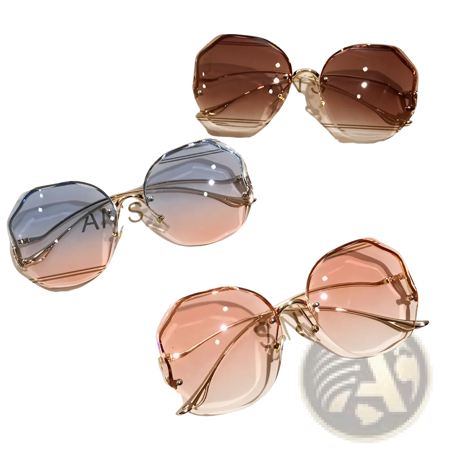 Gradient Oversized Geometric Metal Frame Sunglasses