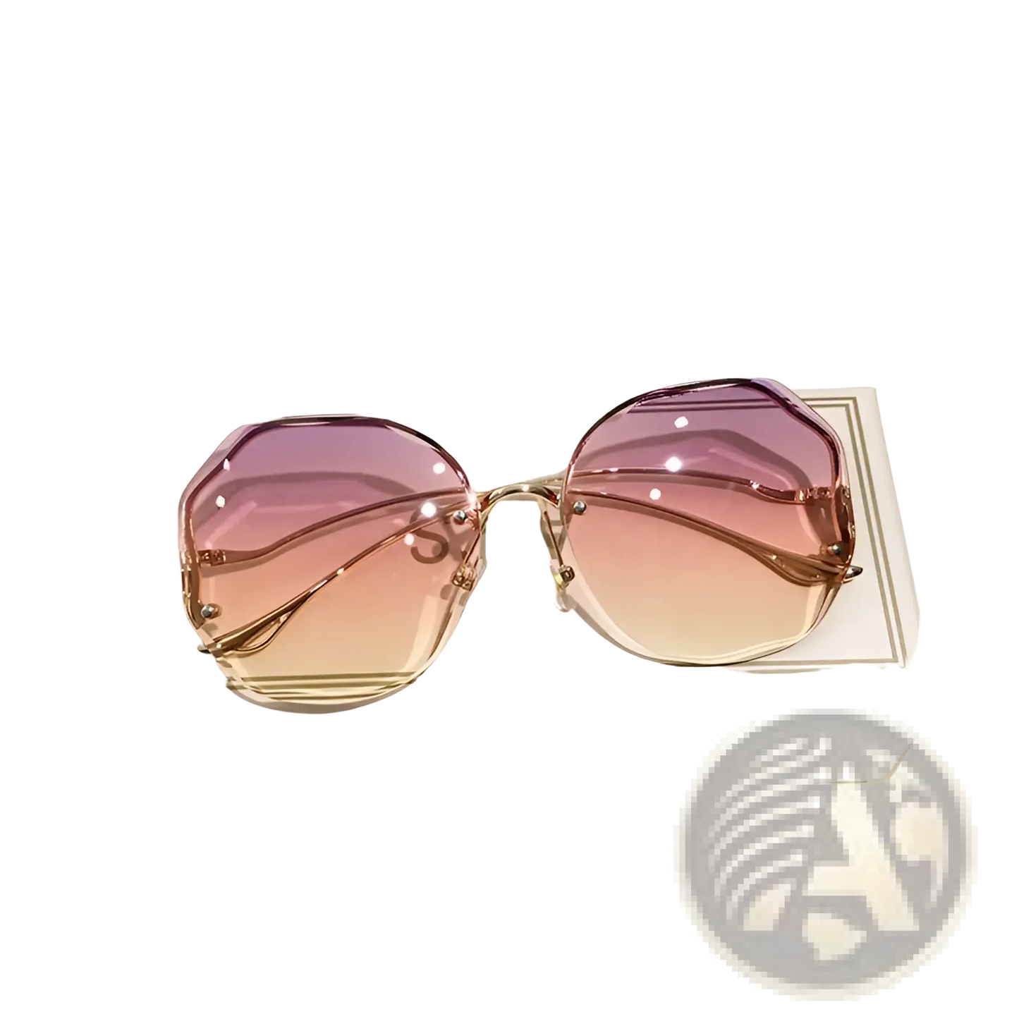 Gradient Oversized Geometric Metal Frame Sunglasses