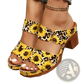 Graffiti High Heel Slide Sandals with Buckle