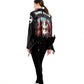 Women's Graffiti Rivet Studded Fringe Leather Jacket