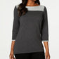 Karen Scott Women's Cotton Color blocked Sweater Gray Size Small